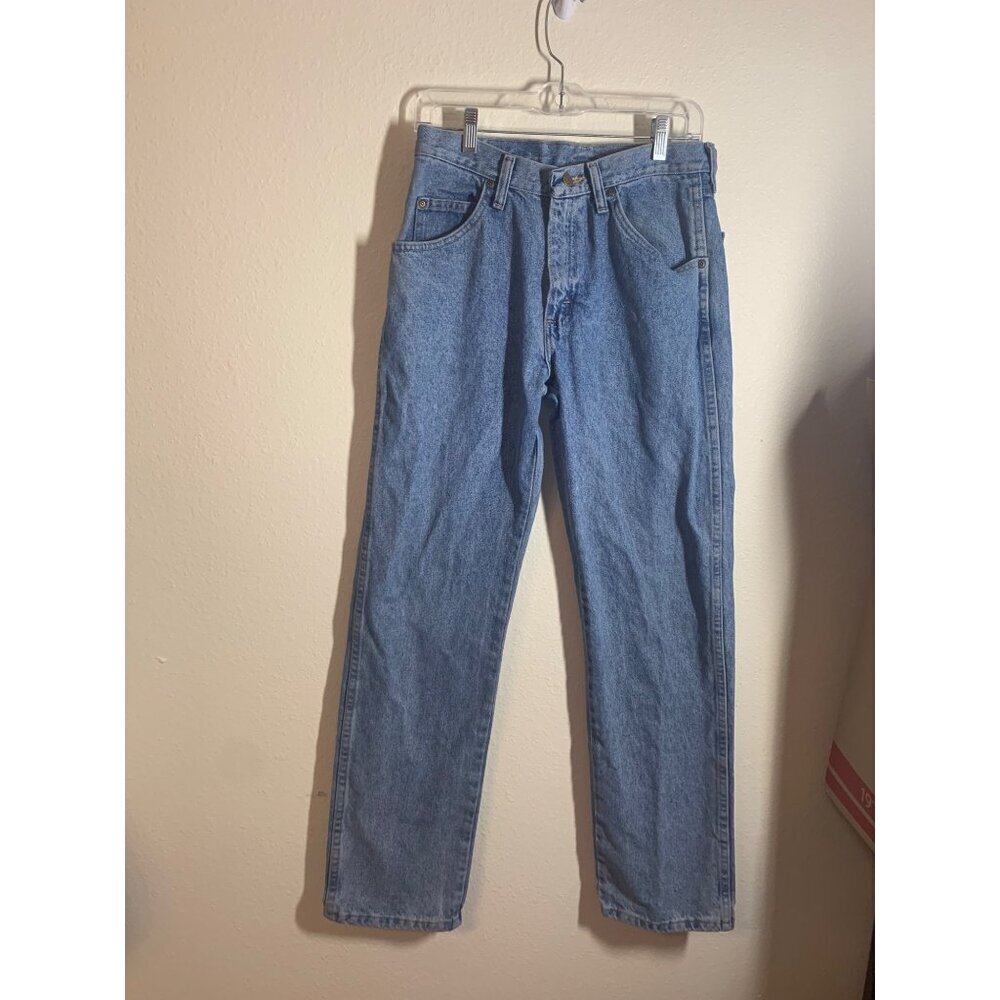 Wrangler Regular Fit Denim Blue Jeans Men's Size 30x32 Straight Light Wash Z2